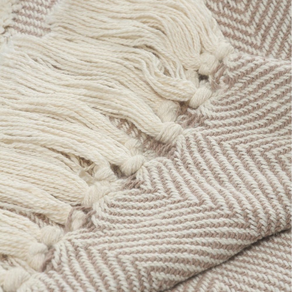 Diamond Tufted Throw Blanket / Beige & Cream / Cotton Throw Blanket / 60"x50" - Picture 9 of 11